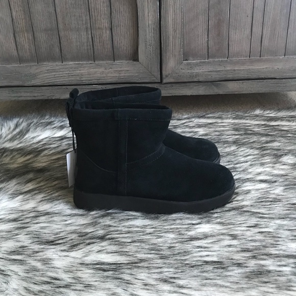 ugg classic mini waterproof boots black suede